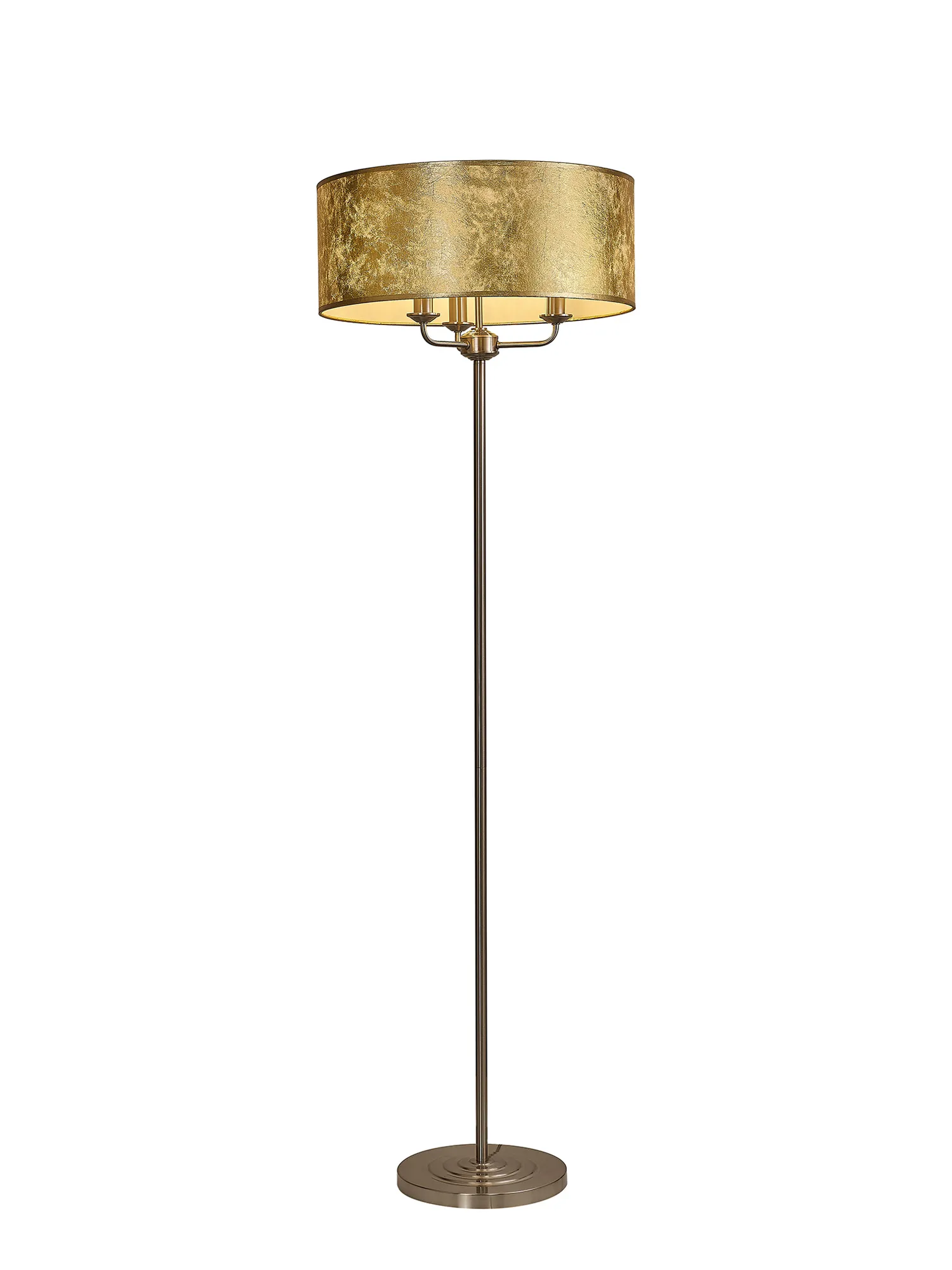 Banyan 45cm 3 Light Floor Lamp Satin Nickel; Gold Leaf